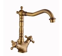 Retro Cross Handle Sink Tap - Antique Brass Kitchen and Bathroom Basin Fixture
