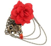 Retro Cross Skeleton Brooch Rose Hairpin Red Plastic Halloween Jewellery | Practical Accessory for Women, Suitable for Prom and Casual Wear, Random Skull Design, Creative Mystical Styling