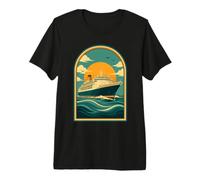 Retro Cruise Ship Sunset Travel Poster Art Premium T-Shirt