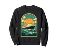 Retro Cruise Ship Sunset Travel Poster Art Sweatshirt