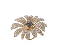 Retro Crystal Flower Statement Wedding Ring Cubic Zirconia Large Floral Daisy Adjustable Open Promise Rings Comfort Fit Exaggerated Luxury Cocktail Party Birthday Jewelry for Women Bride Engagement