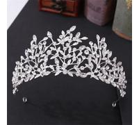Retro Crystal Leaf Bridal Tiara Crown Rhinestone Pageant Diadem Bride Headband Wedding Hair Accessories Silver White