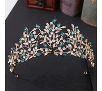 Retro Crystal Leaf Bridal Tiara Crown Rhinestone Pageant Diadem Bride Headband Wedding Hair Accessories Gold EN8