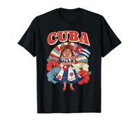 Retro Cuban Girl Traditional Dress Cuba Heritage Flag T-Shirt