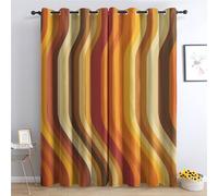 Retro Curtains, 70s Orange Groovy Blackout Curtains for Bedroom Living Room, 90 Inch Drop Drapes, Eyelet Thermal Window Treatments, 2 Panels XC139