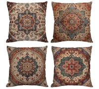 Retro Cushion Covers 30x30 cm Set of 4 Outdoor Cushions Waterproof Garden Cushions Velvet Throw Pillow Covers Bohemia Double Sided Printing for Indoor Sofa Outdoor Patio Balcony Fall Decor,Gifts M71