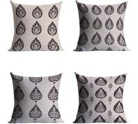 Retro Cushion Covers 40 x 40, Leaf Pillow Cases 4 Pack, Sofa Bed Decor Cushion Covers 40x40cm with Invisible Zipper Heat Absorbing Breathable for All-Season Who Sweat Easily Home Decoration BZTH-6470