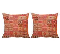 Retro Cushion Covers 50x50cm Outdoor Cushions Waterproof Linen Square Throw Pillow Covers with Invisible Zipper Decorative Pillows for Sofa Patio Bench Garden Autumn Decorations,Set of 2 Bohemia -T884