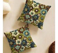 Retro Cushion Covers 55x55cm Set of 2 Flower Sofa Cushion Covers, Soft Decorative Square Throw Pillow with Invisible Zipper, Sofa Pillows Double Sided Pattern for Living Room Bed Outdoor Garden L-L99