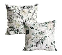 Retro Cushion Covers 65 x 65cm Waterproof Linen Pillow Cases 2 Pack, Double-Sided Flowers Print with Invisible Zipper, Easter Decorations Sofa Cushions for Bedroom Garden Outdoor 26x26 inch M-w-3935