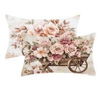 Retro Cushion Covers 70 x 90 Large Cushions Garden Sofa Cushions Set of 2 with Invisible Zipper Decorative Pillows Double Sided Printing Waterproof Linen Pillowcases,Garden Car Fall Decor Gifts,603J