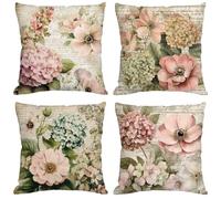 Retro Cushion Covers 80x80 cm Set of 4 Outdoor Cushions Waterproof Velvet Decorative Throw Pillow Covers Idyllic Pillowcases with Invisible Zipper,Indoor Sofa Outdoor Patio Spring Garden Decor Y-1270
