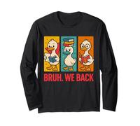 Retro Cute Duck Bruh We Back First Day Back to School Kids Long Sleeve T-Shirt