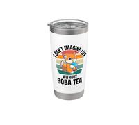 Retro Cute Fox I Can't Imagine Life Without Bubble Tea Stainless Steel Insulated Tumbler