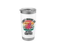 Retro Cute Octopus I Can't Imagine Life Without Coffee Stainless Steel Insulated Tumbler