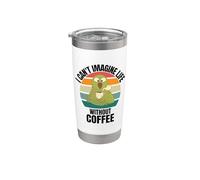 Retro Cute Parakeet I Can't Imagine Life Without Coffee Stainless Steel Insulated Tumbler