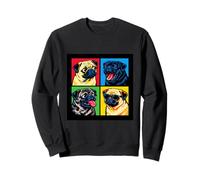 Retro Cute Pug Funny Youth Life From Dad Mom Meme Grid Sweatshirt