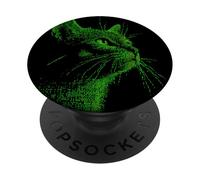 Retro Cyberpunk Green ASCII Code Cat Art PopSockets Adhesive PopGrip