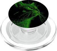 Retro Cyberpunk Green ASCII Code Cat Art PopSockets PopGrip for MagSafe
