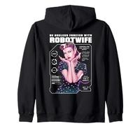 Retro Cyborg Wife Robot Satire Glitch Art Feminism Commentar Zip Hoodie