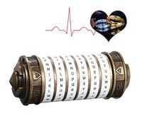 Retro Cylinder Lockbox Da Vinci Code Alphabet Locks Valentine Birthday Box Set Your Own Password Changeable Store Notes Poems Keys Valuables Special for Friends Families