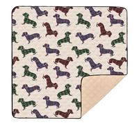 Retro Dachshund 50x50 inch Baby Play Mat,Thicken Soft Non-Slip Tummy Time Mat for Toddlers and Infants