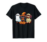 Retro Dachshund Witch Scary Halloween Pumpkin Women Men Kids T-Shirt
