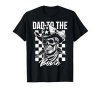 Retro Dad to The Bone Skeleton Skull American Flag Halloween T-Shirt
