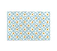 Retro Daisies Flowers Blue Check Pattern, 1000 Pieces Jigsaw Puzzles, Wooden Jigsaw Family Game Wall Decor for Adults Teens