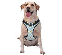 Retro Daisies Flowers Blue Check Pattern,Pet Harness,Adjustable Reflective Dog Harness,Pet Leash Vest,XL