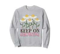 Retro Daisies Smile Face Keep On Growing Happy Positive Girl Sweatshirt