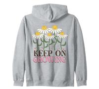 Retro Daisies Smile Face Keep On Growing Happy Positive Girl Zip Hoodie