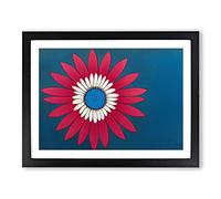 Retro Daisy Flower Art BLK Framed Print | A4 Black Framed Wall Art | Ready to Hang | Retro Floral Picture | Living Room Bedroom Lounge Office