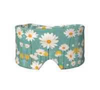 Retro Daisy Print Sleep Eye Mask with Earmuffs - Block Out Light Contoured Night Blindfold Eye Sleeping Mask with Ear Cover for Men Women Side Sleeper Night Gift