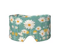 Retro Daisy Print Sleep Eye Mask with Earmuffs - Block Out Light Contoured Night Blindfold Eye Sleeping Mask with Ear Cover for Men Women Side Sleeper Night Gift