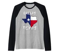 Retro Dallas TX Texas City Apparel Souvenir Raglan Baseball Tee