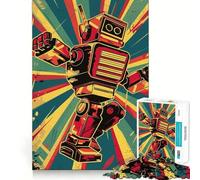 Retro Dance Robot 1000 Piece Jigsaw Puzzle for Adults Memory Gain Gentle Leisure Design Assembly Art Collection Piece (38x52cm)