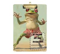 Retro Dancing Green Frog Cute Oil Painting Customize Tooth clipboard Hard Board for Volleyball Baseball Coaches Size 9 x 12