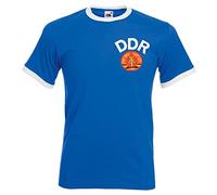 Retro DDR East Germany Blue Football T-Shirt for Men and Women Best Birthday Gift for Adults (S)