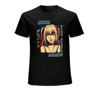 Retro Death Note Misa Amane T Shirt for Men Short Sleeved Japan Manga Tshirt Pure Cotton Summer T-Shirt Fans Tee (Black XL)