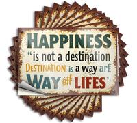 Retro Decor Accent Decals - Happiness: The Journey, Not The Destination Removable Decal Water Easy Peel for Teens(12X18CM)