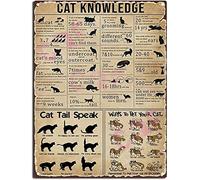 Retro Decor Tin Sign Cat Knowledge Restoring The Toilet Bathroom Ancient Ways Wall Decor Wall Hanging 8x12 inch-Tin Sign