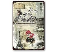 Retro Decor Tin Signs Beautiful Flowers Bicycle Bicycle Eiffel Tower In Paris Retro Wall Art Decor Iron Painting For Home Kitchen Cafe Pub Sign Plaque 20x30cm
