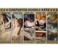 Retro Decor Tin Signs Carpenter Hourly Rate Carpenter Retro Wall Art Decor Iron Painting For Home Kitchen Cafe Pub Sign Plaque 20x30cm