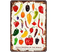 Retro Decor Tin Signs Chilli Peppers Of The World - Chilli Peppers Guide, Chili Art,Hot Chilli Poster Retro Wall Art Decor Iron Painting For Home Kitchen Cafe Pub Sign Plaque 20x30cm