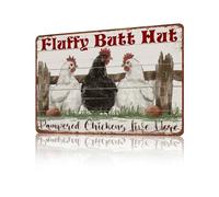 Retro Decor Tin Signs Fluffy Butt Hut Funny Vintage Tin Sign Aluminum Sign Retro Wall Decor For Home Office Farmhouse Yard Garden Shop Cafe Indoor Outdoor 12X16 Inch