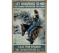 Retro Decor Tin Signs Horse Girl I Am The Storm Poster Retro Wall Art Decor Iron Painting For Home Kitchen Cafe Pub Sign Plaque 20x30cm