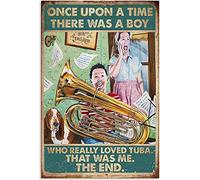 Retro Decor Tin Signs There Was A Boy Who Really Loved Tuba Retro Wall Art Decor Iron Painting For Home Kitchen Cafe Pub Sign Plaque 14x20cm