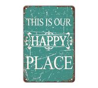 Retro Decor Tin Signs This Is Our Happy Place Funny Vintage Tin Sign Aluminum Sign Retro Wall Decor For Home Office Farmhouse Yard Garden Shop Cafe Indoor Outdoor 8X12 Inch