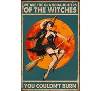 Retro Decor Tin Signs We Are The Granddaughters Of The Witches You Couldn'T Burn Halloween Retro Wall Art Decor Iron Painting For Home Kitchen Cafe Pub Sign Plaque 14x20cm